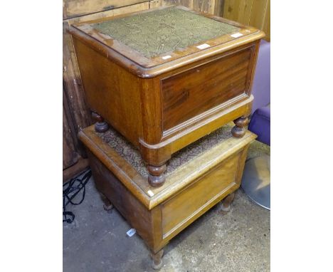 A Victorian mahogany step commode, and a Victorian satin-walnut commode 