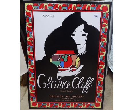 A Clarice Cliff ceramic advertising plaque for Brighton Art Gallery 1972, height 70cm 