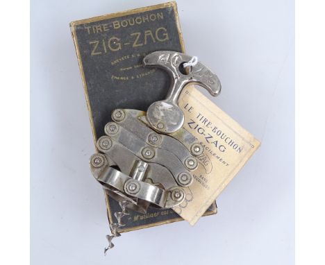A boxed French Le Tire-Bouchon Zig-Zag corkscrew with instructions in original box, unused 