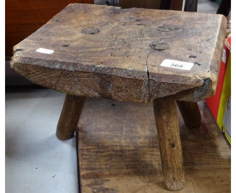 An Antique 3-legged stool, length 28cm 