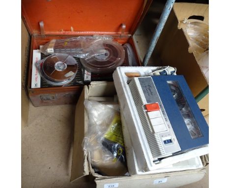 A projector, a tape recorder, reels etc 