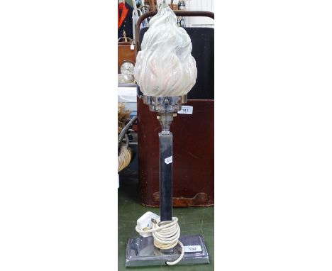 An Art Deco chrome table lamp and shade, height 53cm 