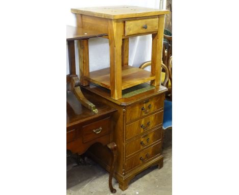 A hardwood lamp table with drawer, W55cm, and a reproduction mahogany 2-drawer filing cabinet, W52cm 