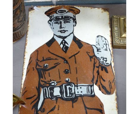 A Vintage American enamelled advertising sign for "Hood Tire Dealer", height 90cm 