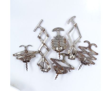 6 Vintage concertina corkscrews, including a zig-zag and a rapid 