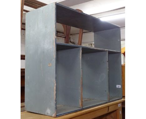 A Vintage painted pine hanging open cabinet, W75cm 