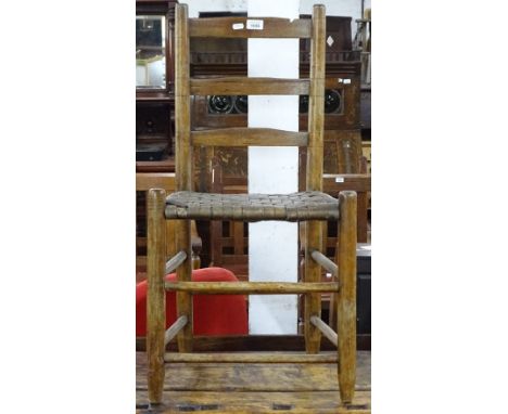 A Shaker style ladder-back side chair with woven seat 