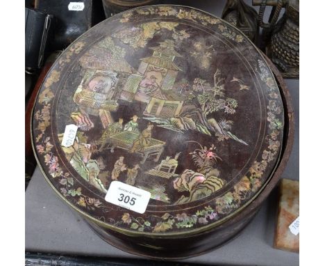An Oriental mother-of-pearl inlaid box, 26cm, and a Wolf radiation lamp 