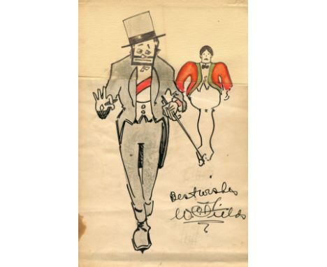 FIELDS W.C.: (1880-1946) American Film Comedian. A good, early original signed pen, ink and coloured pencil self-caricature b