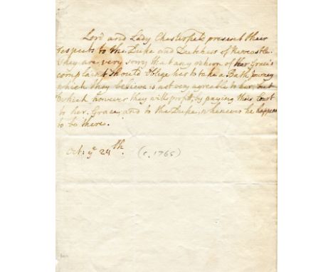 STANHOPE PHILIP: (1694-1773) 4th Earl of Chesterfield. British Statesman, Diplomat & Man of Letters. A.L.S., Lord and Lady Ch