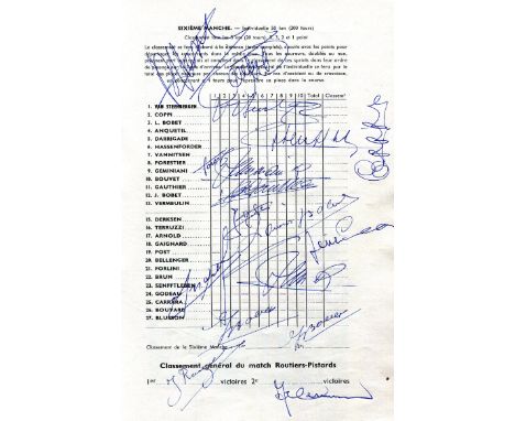 TOUR DE FRANCE WINNERS: Signed program, by various Tour de France winners, including FAUSTO COPPI (1919-1960) Italian Cyclist