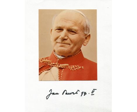 JOHN PAUL II: (1920-2005) Pope of the Roman Catholic Church 1978-2005. Canonized in 2014. A good signed colour 6 x 8 photogra