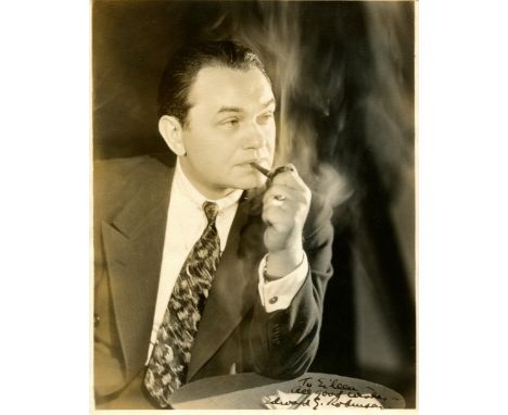 ROBINSON EDWARD G.: (1893-1973) Romanian American Actor, Academy Award winner. A good vintage signed and inscribed sepia 7.5 