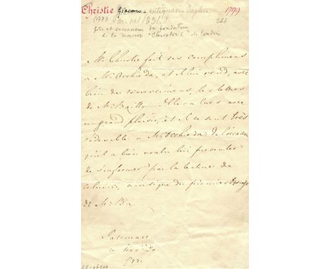 CHRISTIE JAMES: (1773-1831) James Christie The Younger. Elder son and successor of James Christie (1730-1803) who founded in 