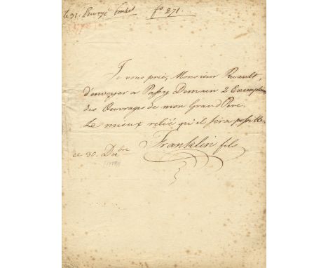 FRANKLIN WILLIAM TEMPLE: (1760-1823) American Diplomat. Grandson of Benjamin Franklin, and his Secretary since he was sixteen