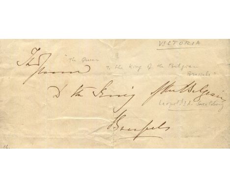 VICTORIA: (1819-1901) Queen of the United Kingdom Great Britain & Ireland 1837-1901. Small oblong 8vo portion of a document w