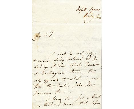 LAWRENCE THOMAS: (1769-1830) English Portrait Painter, President of the Royal Academy. A.L.S., Thos. Lawrence, three pages, 8