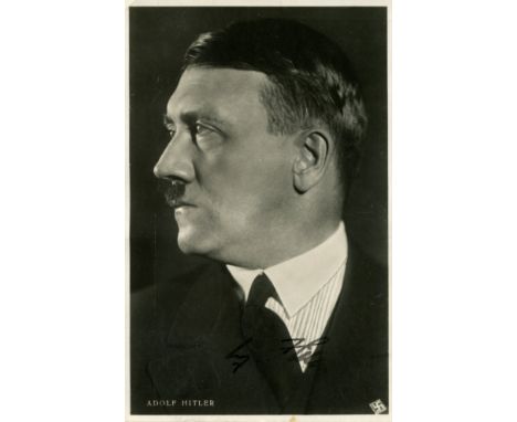 HITLER ADOLF: (1889-1945) Fuhrer of the Third Reich 1934-45. A good vintage signed postcard photograph, the image depicting H