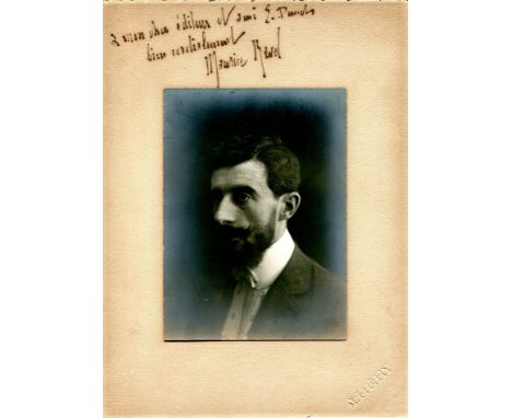 RAVEL MAURICE: (1875-1937) French Composer. A fine, rare vintage signed and inscribed 6.75 x 9 photograph by Ravel, the image