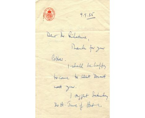 CALLAGHAN JAMES: (1912-2005) British Prime Minister 1976-79. A.L.S., Jim Callaghan, two pages, 8vo, n.p. (London), 9th Septem