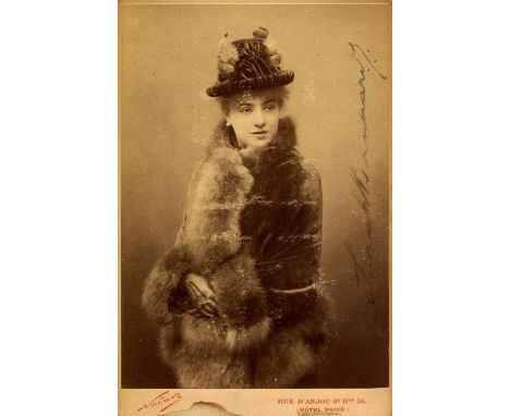 BERNHARDT SARAH: (1844-1923) French Actress. A good vintage signed 4 x 6.5 cabinet photograph by Bernhardt, the Atelier Nadar