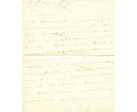 NICHOLAS I: (1796-1855) Emperor of Russia 1825-55. A good A.L.S., `Nicolas´, with bold ink flourish, two pages, 4to, Saint Pe