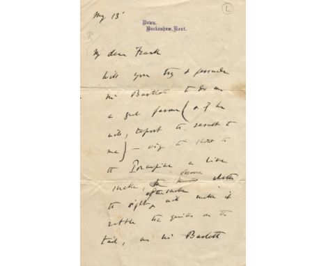 DARWIN CHARLES: (1809-1882) English Naturalist. A remarkable, fine A.L.S., C. Darwin, two pages, 8vo, Down, Beckenham, Kent, 