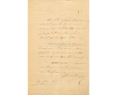DE LESSEPS FERDINAND: (1805-1894) French Diplomat and developer of the Suez Canal. A.L.S., `Ferd. de Lesseps´, one page, 8vo,