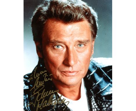 HALLYDAY JOHNNY: (1943-2017) French Rock´n Roll Singer. A good signed colour 8 x 10 photograph by Hallyday, the image showing
