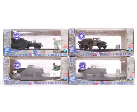 A collection of 4x Solido made 1:43 scale precision boxed diecast model military vehicles ' 50th Anniversary Of The Liberatio
