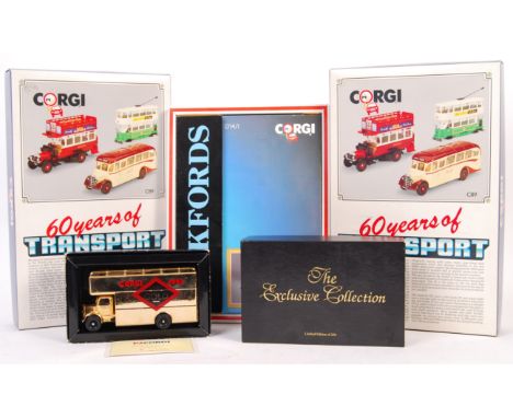 A collection of 5x boxed Corgi diecast model advertising related models / hauliers. Comprising: a Corgi ' 60 Years Of Transpo