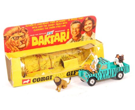 An original vintage Corgi Toys made diecast model Gift Set 7 ' Daktari '. Complete with all figures (including Clarence The C