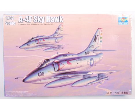 A Trumpeter made 1:732 scale plastic model kit No. 02267 ' A-4F Sky Hawk ' military jet plane / aeroplane. Kit appears mint a