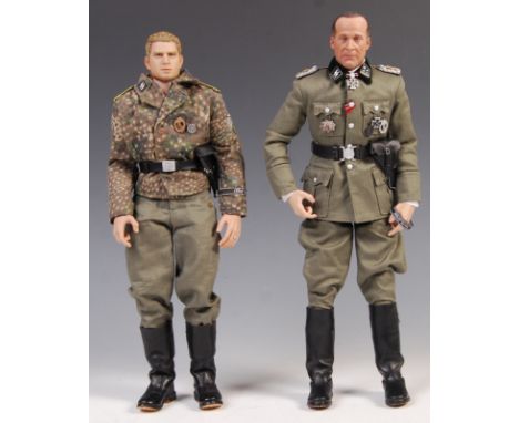 1/6 Scale Collection - two believed custom made 1:6 scale WWII Second World War German / SS military model action figures. Th