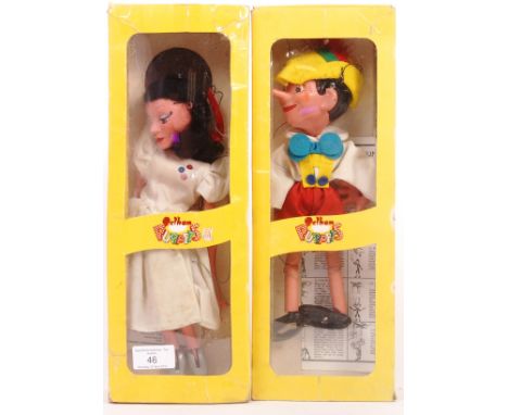 Two original vintage Pelham Puppet puppets - both within their original yellow issue boxes. Comprising: SL Ballet Dancer and 