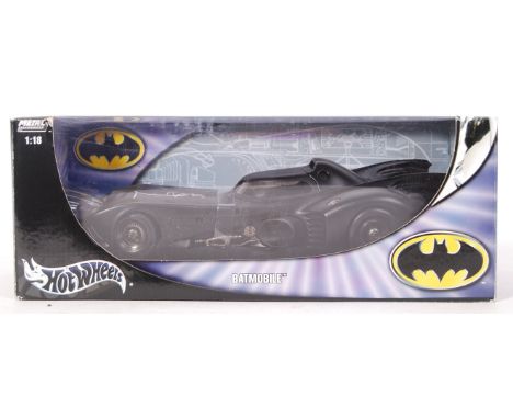 A rare Hot Wheels 1:18 scale precision boxed diecast Batman ' Batmobile ' (1992). Rare signed edition, issued by Celebrity Au