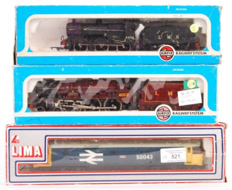 A collection of 3x 00 gauge railway trainset locomotives - Airfix and Lima. Comprising: Airfix: 54120-0 and an LMS Class 4F, 