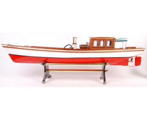 A beautifully made radio controlled live steam model of a Victorian pleasure cruiser boat ' Elspeth '. Fitted with a Cheddar 