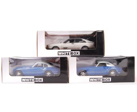 A set of 3x WhiteBox 1:24 scale precision diecast model vehicles to include; 2x Alfa Romeo 6C 2500 (Blue/grey) and Audi Quatt