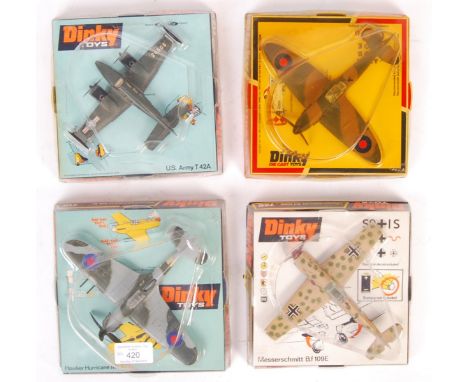 A collection of 4x original vintage Dinky Toys made boxed aircraft / military aeroplanes. Each appearing mint to mint+, withi