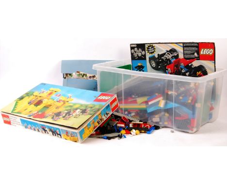 A collection of approx 9kg of assorted vintage loose Lego with instruction and figures along with a rare Lego 375 Castle. Box