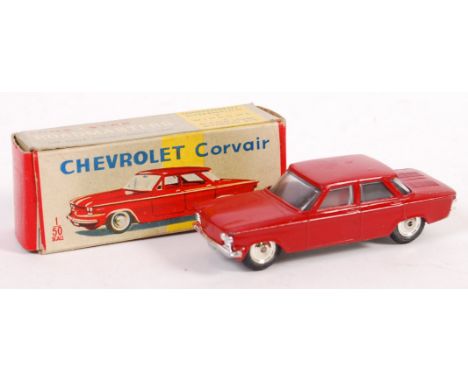 An original vintage 1960's Lone Star made ' Roadmasters ' series boxed diecast model ' Chevrolet Corvair '. Red, with windows