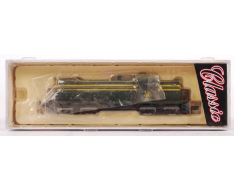 A vintage Atlas Model Railroad Co.made N Gauge model railway trainset locomotive 44004 RS-1 Jersey Central #1201. Well detail