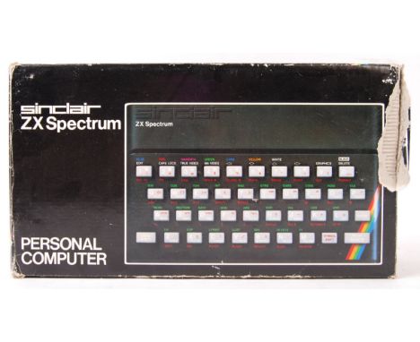 An original vintage boxed Sinclair ZX Spectrum 16K Ram video games computer console (Console No. 001-134085) complete with ca