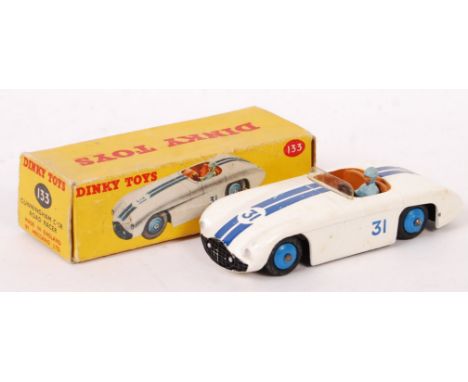 An original vintage Dinky Toys boxed diecast model No. 133 ' Cunningham C-SR Road Racer '. White, with blue stripes and drive