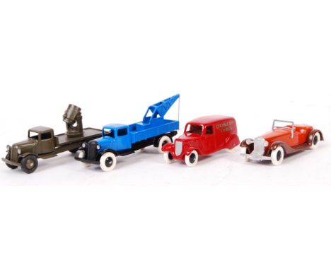 A collection of 4x PP Copy Models made reproduction Dinky Toys / Spot On diecast models. Including; Army Searchlight Truck, D