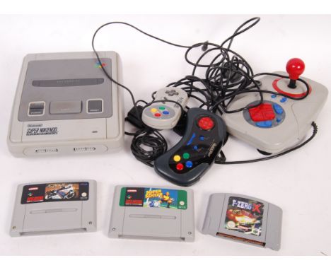An original vintage Nintendo made SNES / Super Nintendo Entertainment System games console - including various leads, a SNES 