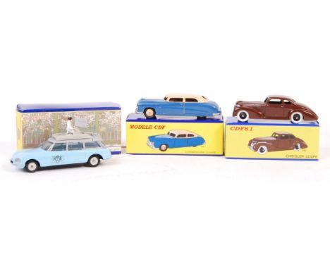 A collection of x3 ' Club Dinky France ' Modele CDF re-issue / Dinky style diecast model cars / vehicles. To include CDF77 ' 