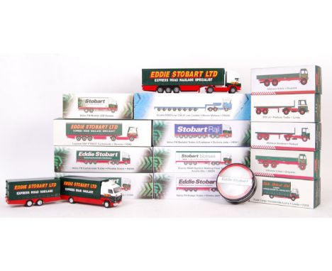 A collection of 13x boxed Atlas Edition 1:76 scale diecast model Eddie Stobart Ltd haulage / hauliers to include; ERF LV Plat