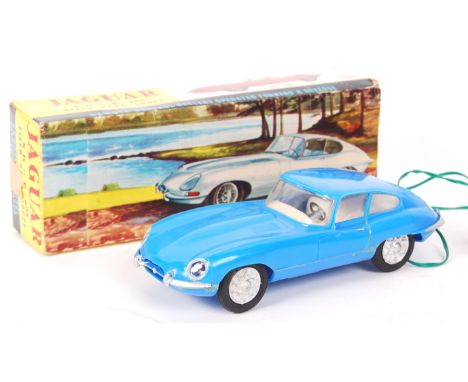 A charming vintage 1960's ' Made In Hong Kong ' battery operated plastic model ' Jaguar XK-E ' ( E Type Jaguar ). Blue, with 